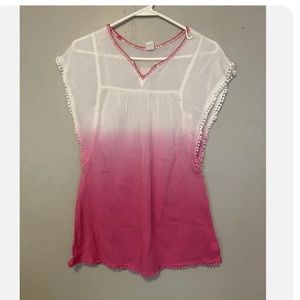 12-25 TCP Children’s place swimsuit cover white pink ombre gauze 14 XL NWT